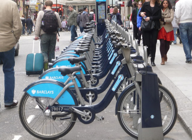 Borne de vélos à Londres, Angleterre. DR