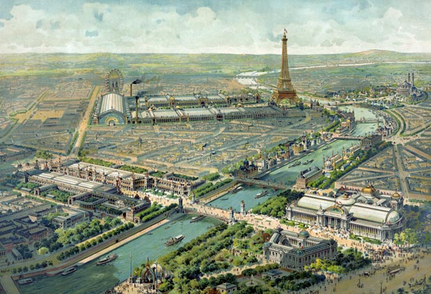 Vue panoramique de l'Exposition Universelle de 1900, organisée à Paris. Crédits : Lucien Baylac / Wikimedia