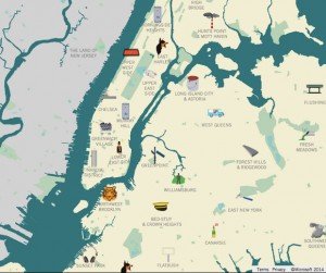 La carte interactive du projet HereHere permet de visualiser les préoccupations citoyennes dans chaque quartier de New York. Copyright : HereHere.co