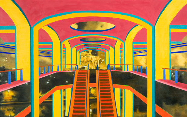 Chris Hagerty, “Atlantic Center Mall & Baghdad”, 2008, huile sur toile 48" x 30"