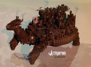 La cité d’Atropos et son architecture d’inspiration steampunk. Copyright : Carlooo