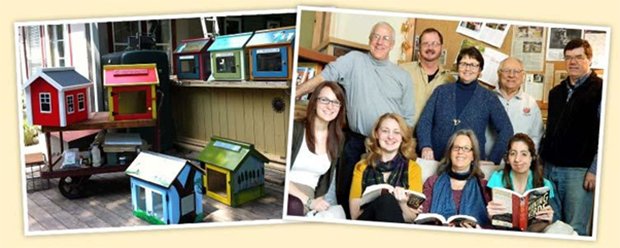 Photo de droite, en haut en partant de la gauche, Rick Brooks et Todd Bol, les deux co-fondateurs de Little Free Library © Littlefreelibrary