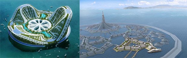 Lilypad ©Vincent Callebaut Le projet de villes flottantes échappant à la souveraineté des Etats défendu par le Seasteading Institute ©DeltaSync