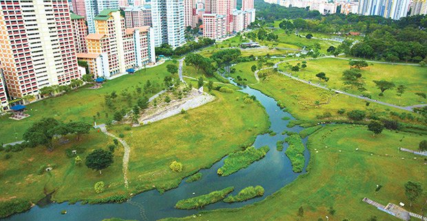 Renaturalisation de la rivière Kallang dans le Bishan Park de Singapour ©pub.gov.sg