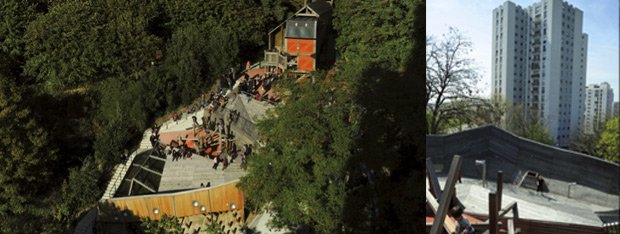 Adossée à la colline, l'aire de jeu du parc de Belleville à Paris, s'insère dans la topographie du terrain. Conçue par les architectes et paysagistes de l'agence BASE, elle ouvre des perspectives sur ce qu'un designer pourrait faire.