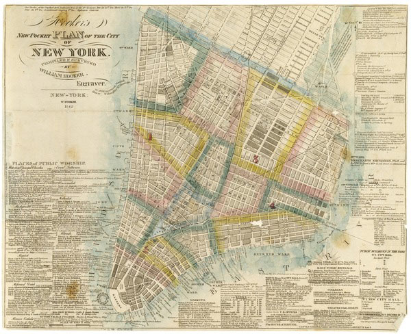 Plan de Manhattan montrant le plan grille établi par les membres de la Commission en 1811. 