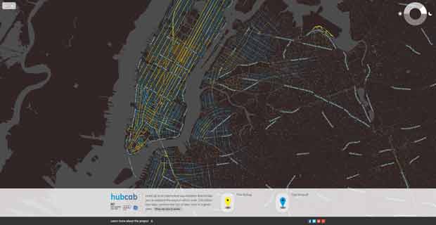 Le HubCab est une carte interactive mise en place par le MIT.