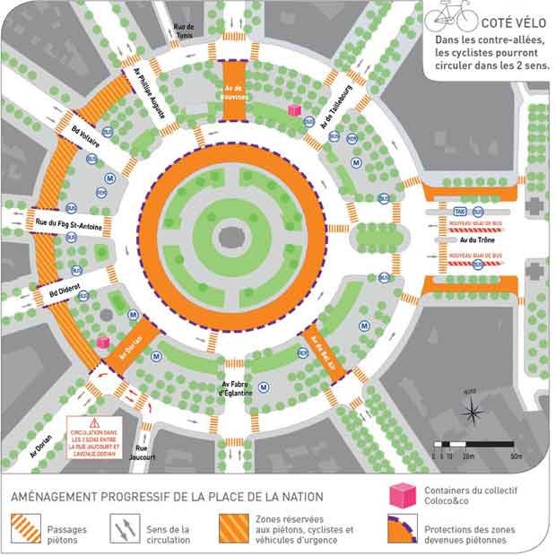 Schéma du projet de nouvel aménagement de la place de la Nation à Paris.