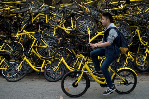 Un centre de réparation du loueur chinois de vélos en partage Ofo à Pékin