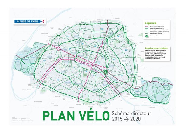 Carte du plan velo de Paris