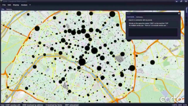 Capture d'écran de l'application de cartographie Corto