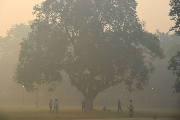 Un parc de New Delhi couvert par la pollution