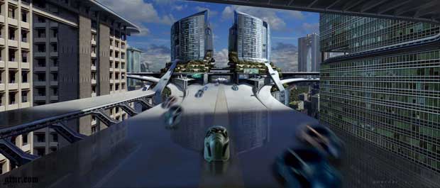 Une représentation de cité futuriste dans le film Minority Report