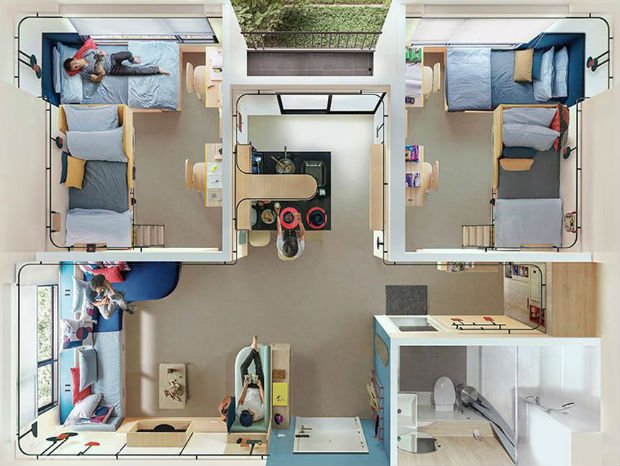 Les chambres individuelles peuvent être réduites jusqu'à une dizaines de mètres carré