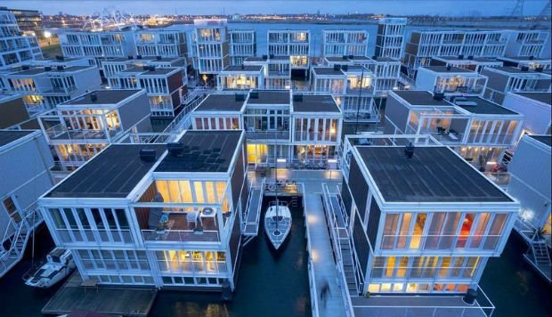 Maisons flottantes à Ijburg, Waterbuurtt au Pays-Bas