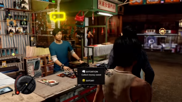 Ambiance scandale et pratiques de vandale sur un des marchés extérieurs de Hong-Kong dans Sleeping Dogs (2012) 