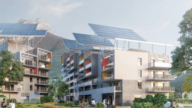 Des alternatives à l’habitat traditionnel fleurissent également en milieu urbain comme cet immeuble grenoblois, premier concept de bâtiment autonome en France conçu par Bouygues Constructions