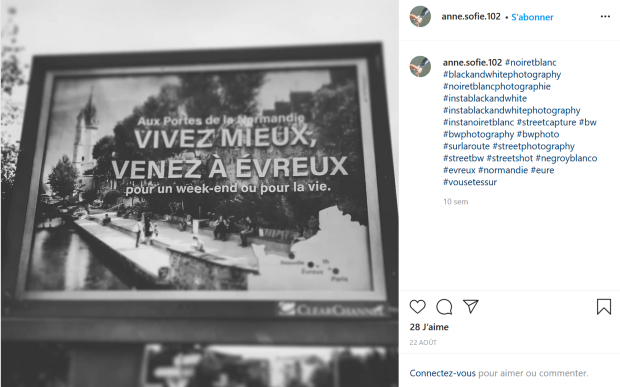 Campagne publicitaire d’Evreux - source : Instagram 