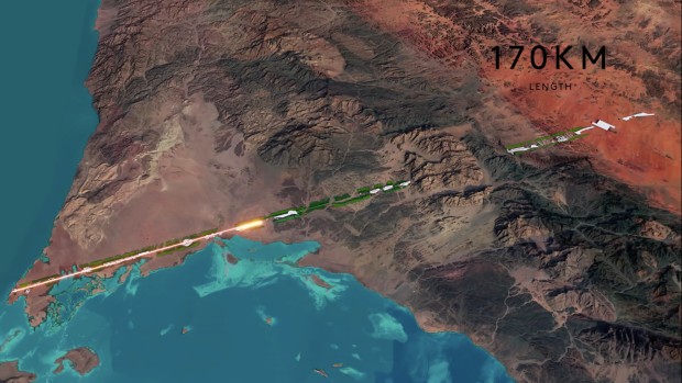 Les 170 km de The Line partent du littoral puis traversent le désert et les montagnes - Neom