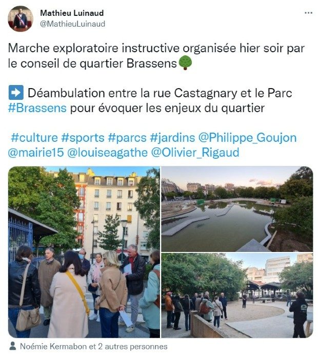 Marche exploratoire dans le 15ème arrondissement de ParisSource : twitter