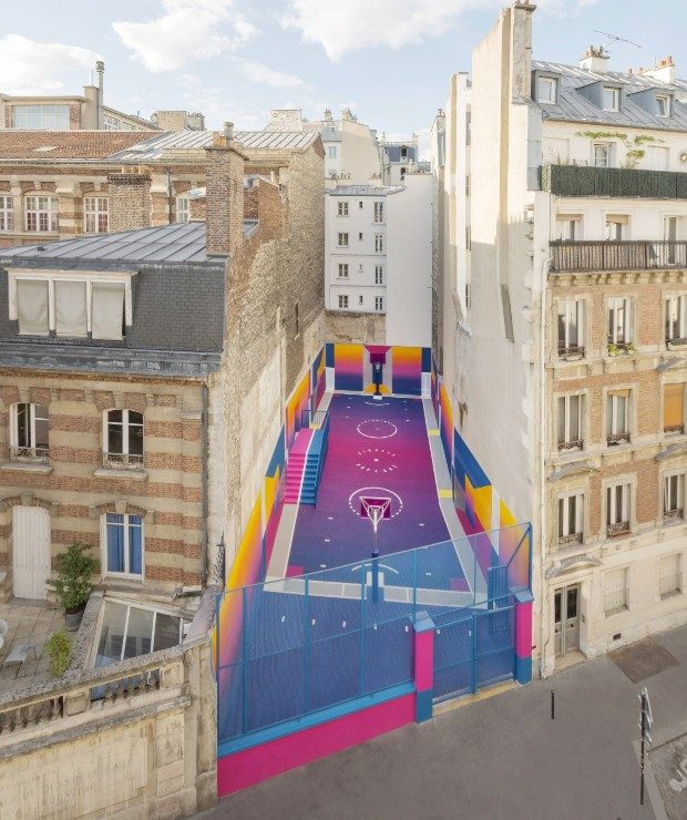 Terrain de basket de la rue Duperré, Paris © Alexandre Penfornis. Une création Stéphane Ashpool & Ill-Studio, avec le soutien de Nike