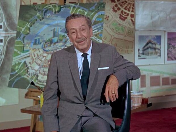 Walt Disney devant des plans d'EPCOT, sa ville idéale © YouTube