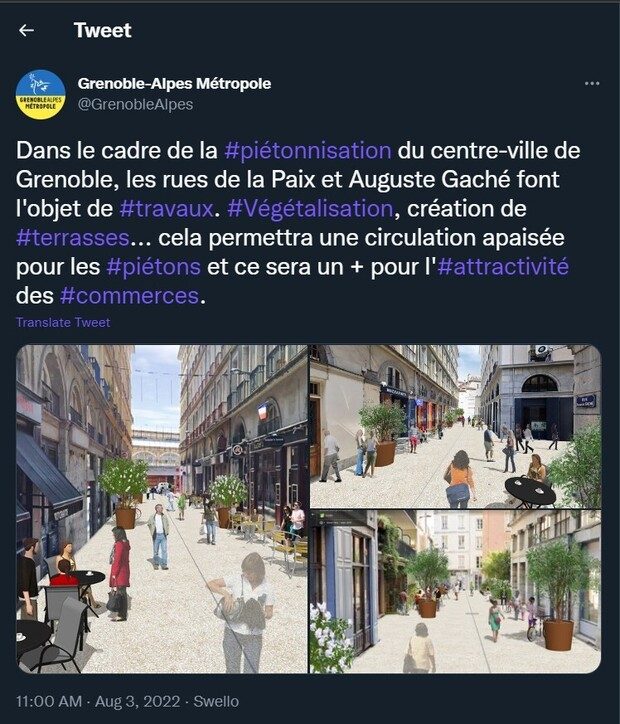 Tweet de Grenoble Alpes Métropole