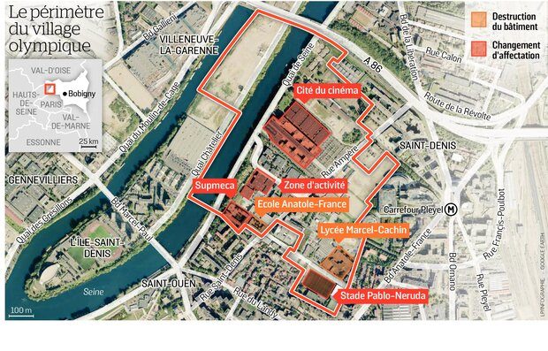 Le village olympique, à proximité du quartier Pleyel en Seine-Saint-Denis © Infographie Le Parisien