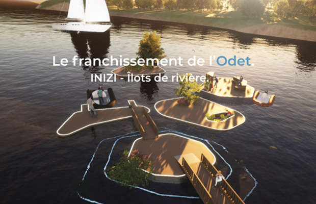 Le franchisssement de l'Odet - INIZI -îlots de rivière