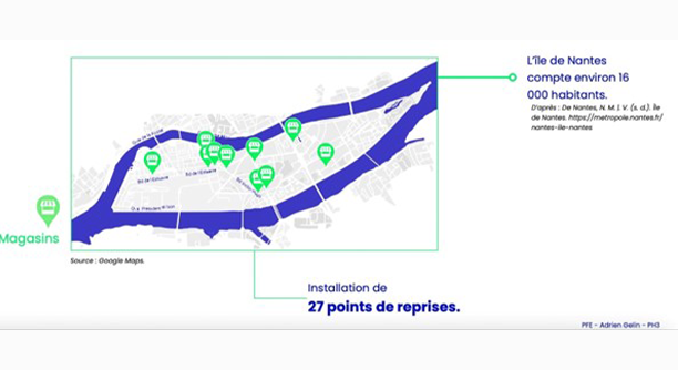 Cartographie des potentiels lieux d’implantation des points de reprise au sein du quartier de l’Île de Nantes