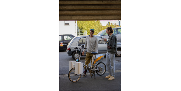 Exemple d’un dispositif low-tech de médiation urbaine : le vélo “sound system” © Paul Blanc-Nourrisseau