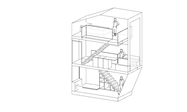 Coupe de l’habitat de Le Nid © Awen Gueguen