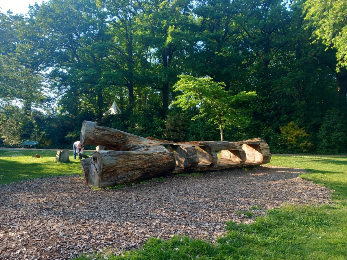 Un arbre mort reconverti en assise ou aire de jeu. Photo: LDV Studio Urbain